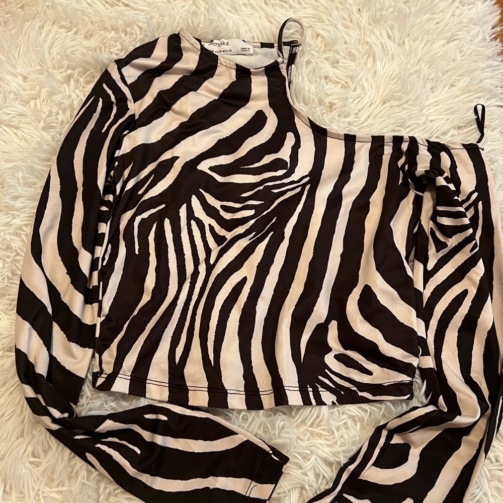 Zebra Print Bershka one shoulder top